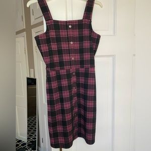 Abercrombie kids pink and black plaid jumper size 9/10